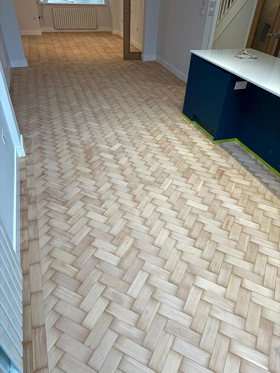 Reclaimed parquet — sanded to a clean, pale finish, by Fix Flooring London